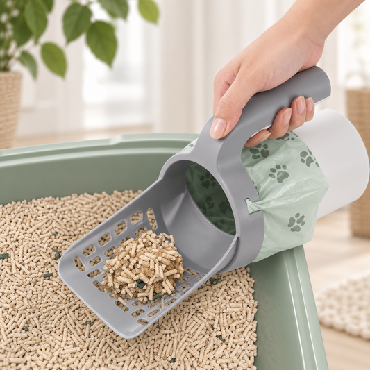 2-in-1 Cat Litter Scoop with Waste Bag Holder