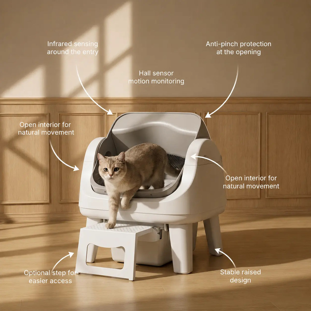 Open-Top Automatic Self-Cleaning Cat Litter Box