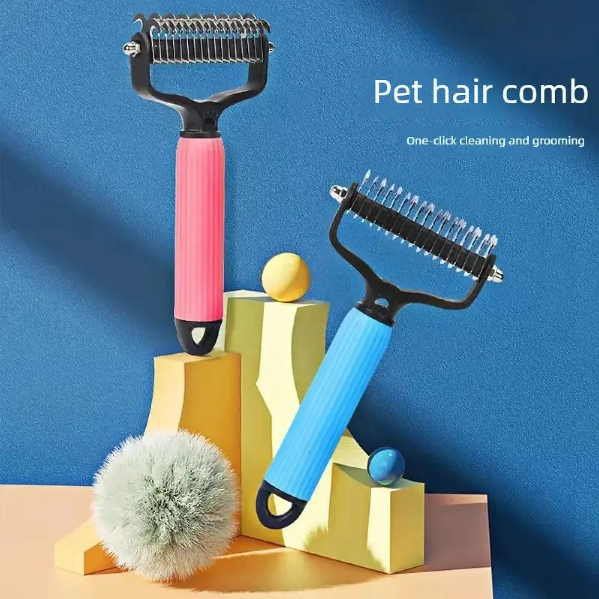 Double-Sided Detangling and Deshedding Comb for Dogs