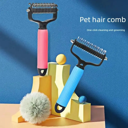 Double-Sided Detangling and Deshedding Comb for Dogs