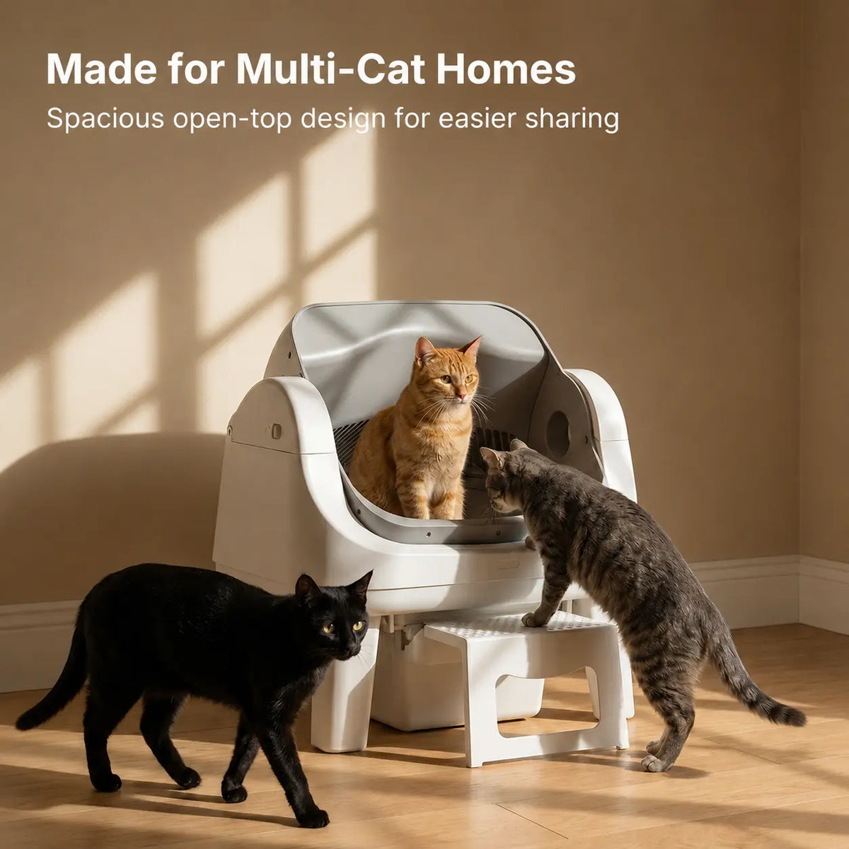 Open-Top Automatic Self-Cleaning Cat Litter Box