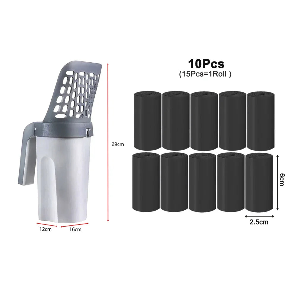 2-in-1 Cat Litter Scoop with Waste Bag Holder