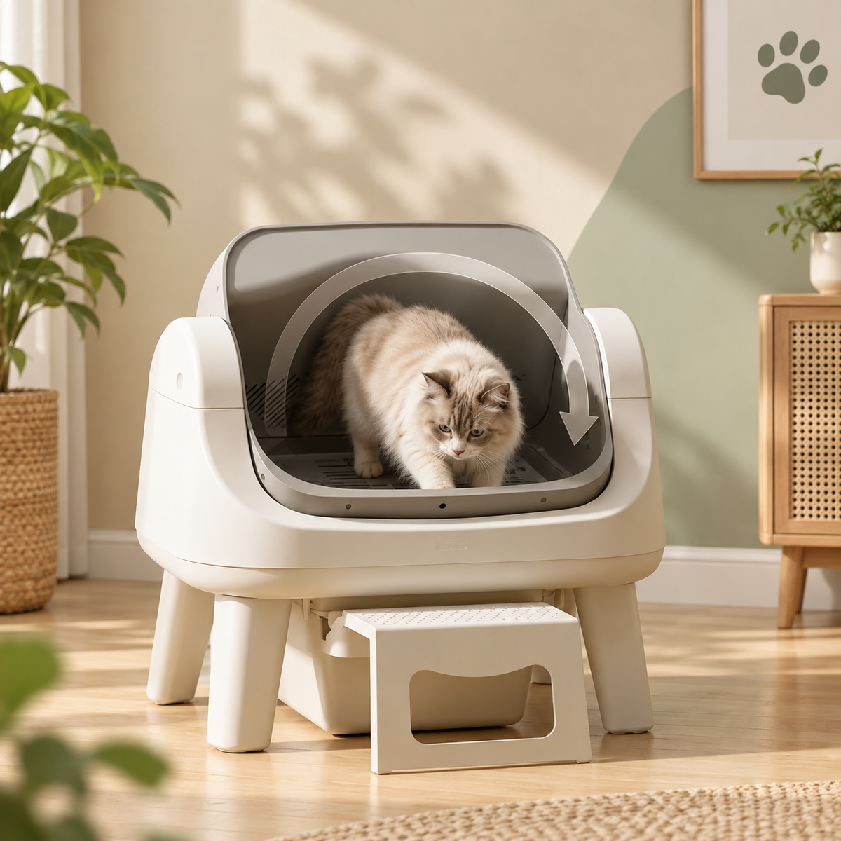 Open-Top Automatic Self-Cleaning Cat Litter Box