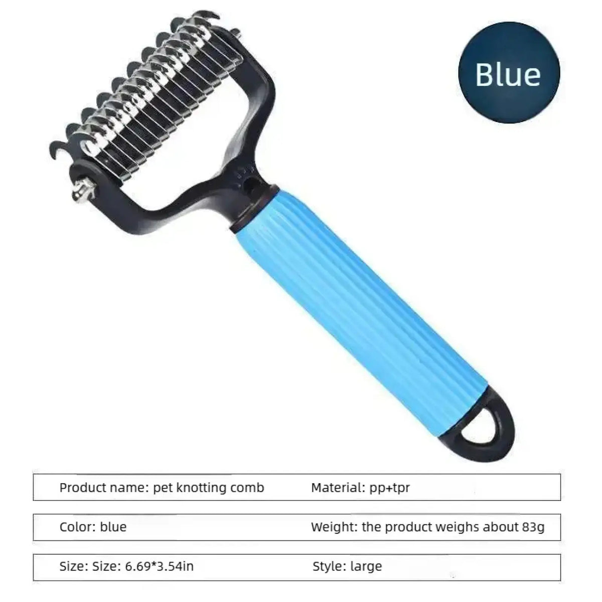 Double-Sided Detangling and Deshedding Comb for Dogs