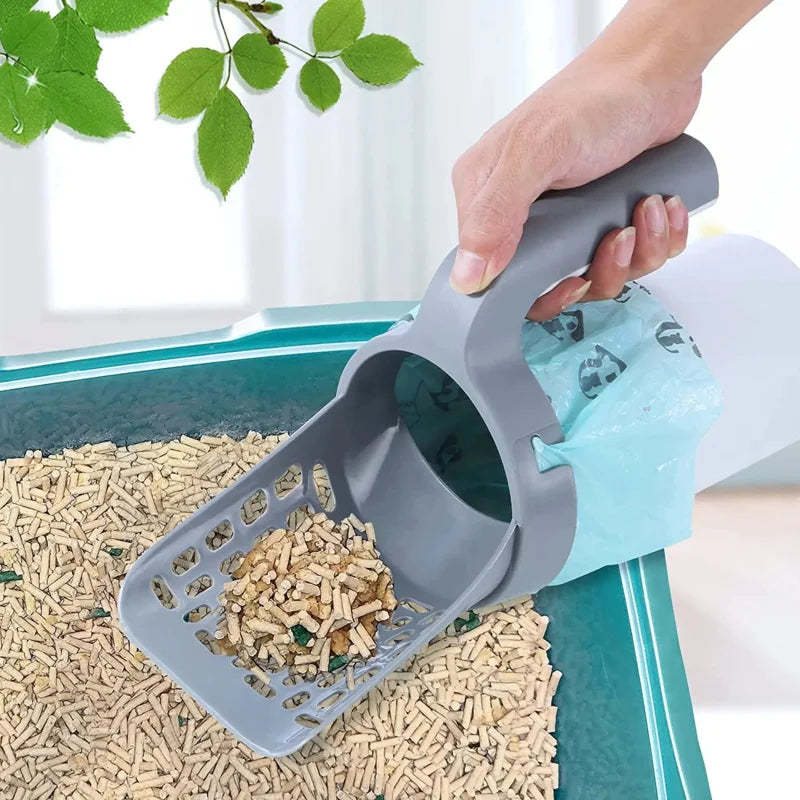 2-in-1 Cat Litter Scoop with Waste Bag Holder