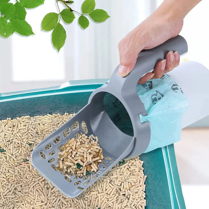 2-in-1 Cat Litter Scoop with Waste Bag Holder