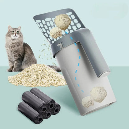2-in-1 Cat Litter Scoop with Waste Bag Holder
