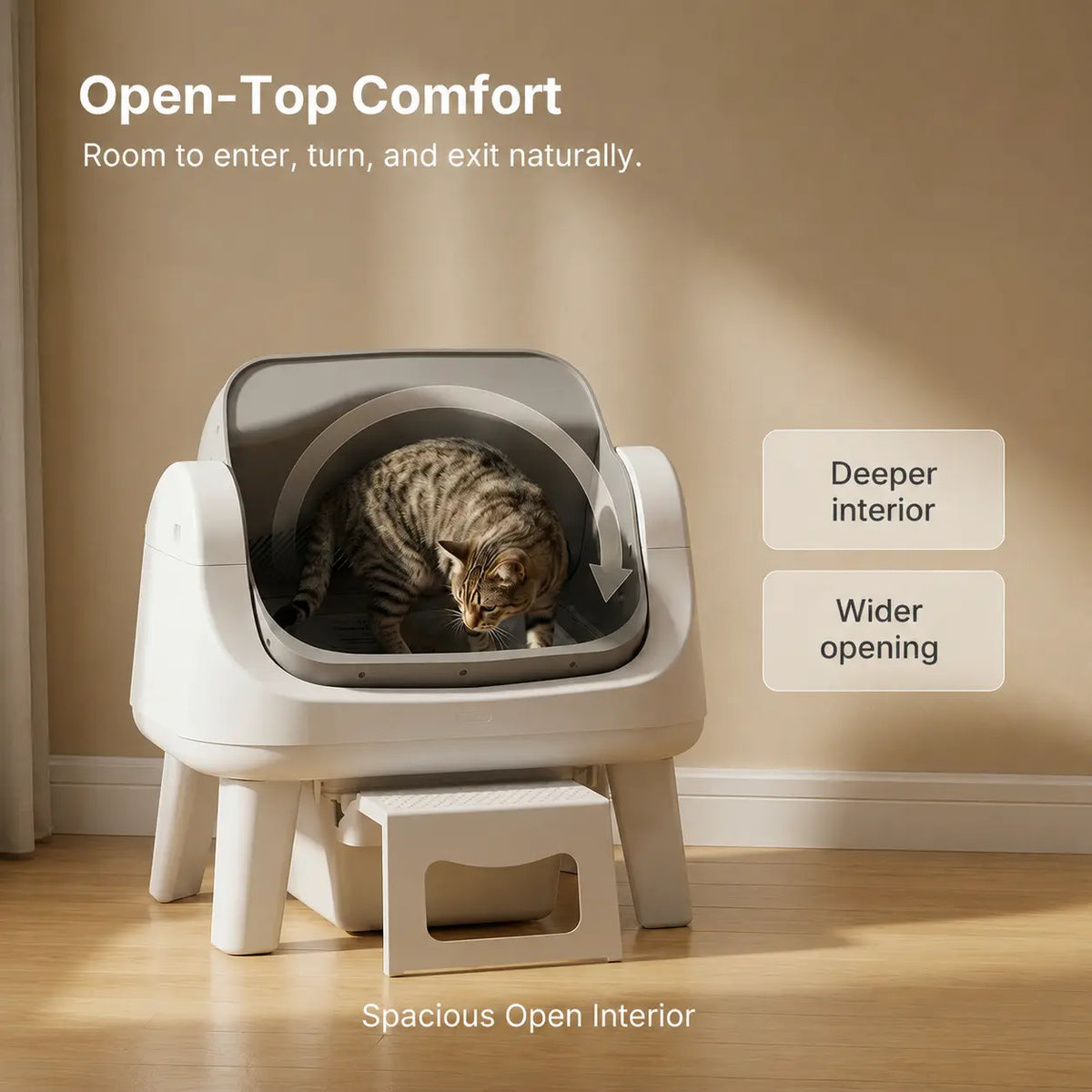 Open-Top Automatic Self-Cleaning Cat Litter Box