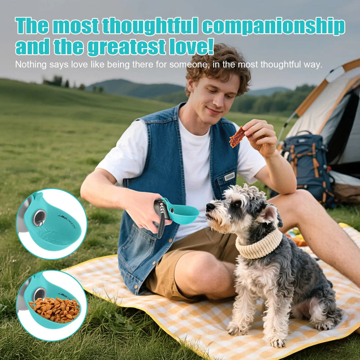 2-in-1 Stainless Steel Dog Water Bottle with Foldable Bowl
